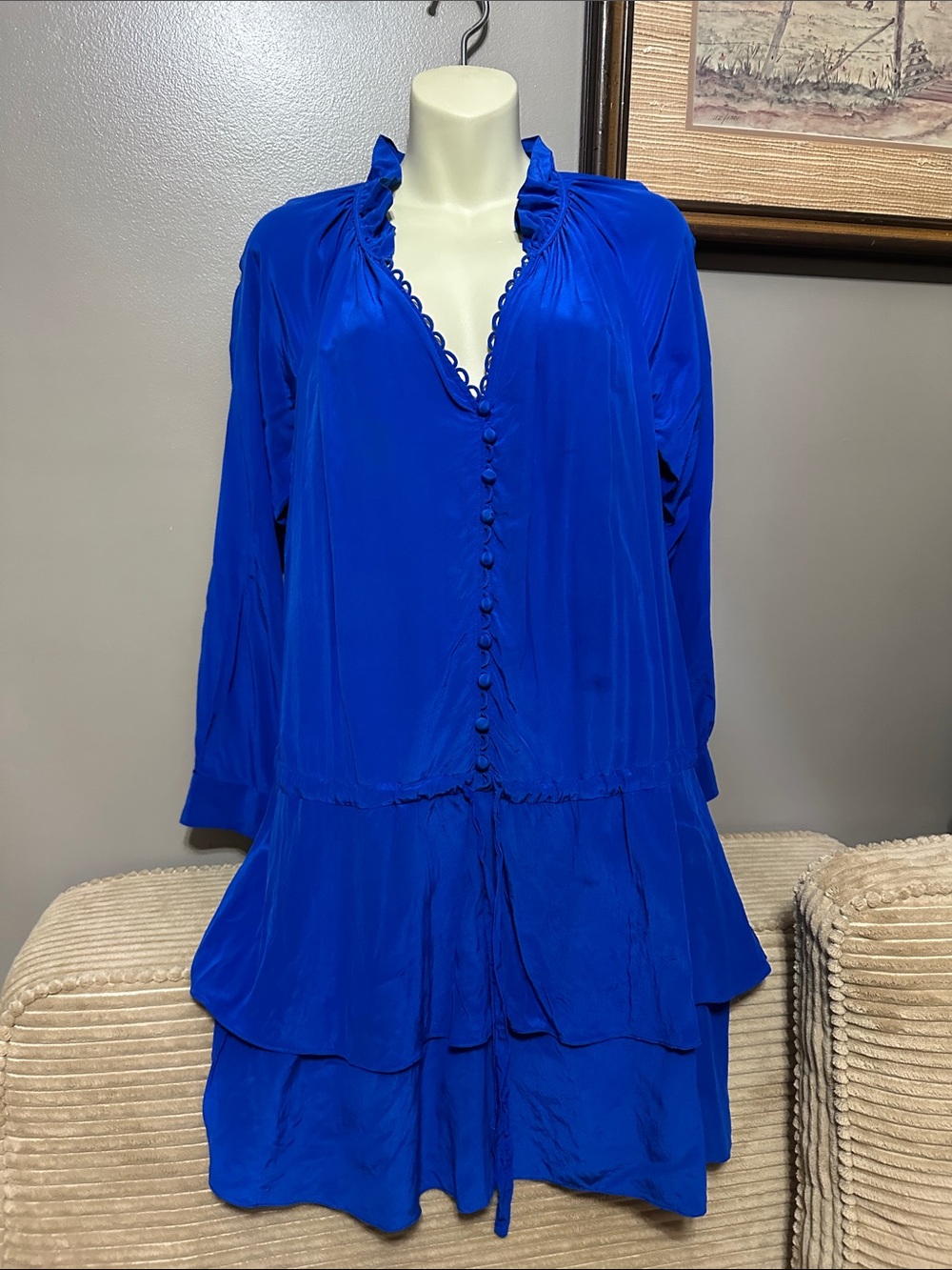 Rebecca Taylor Royal Blue Silk Dress size 6